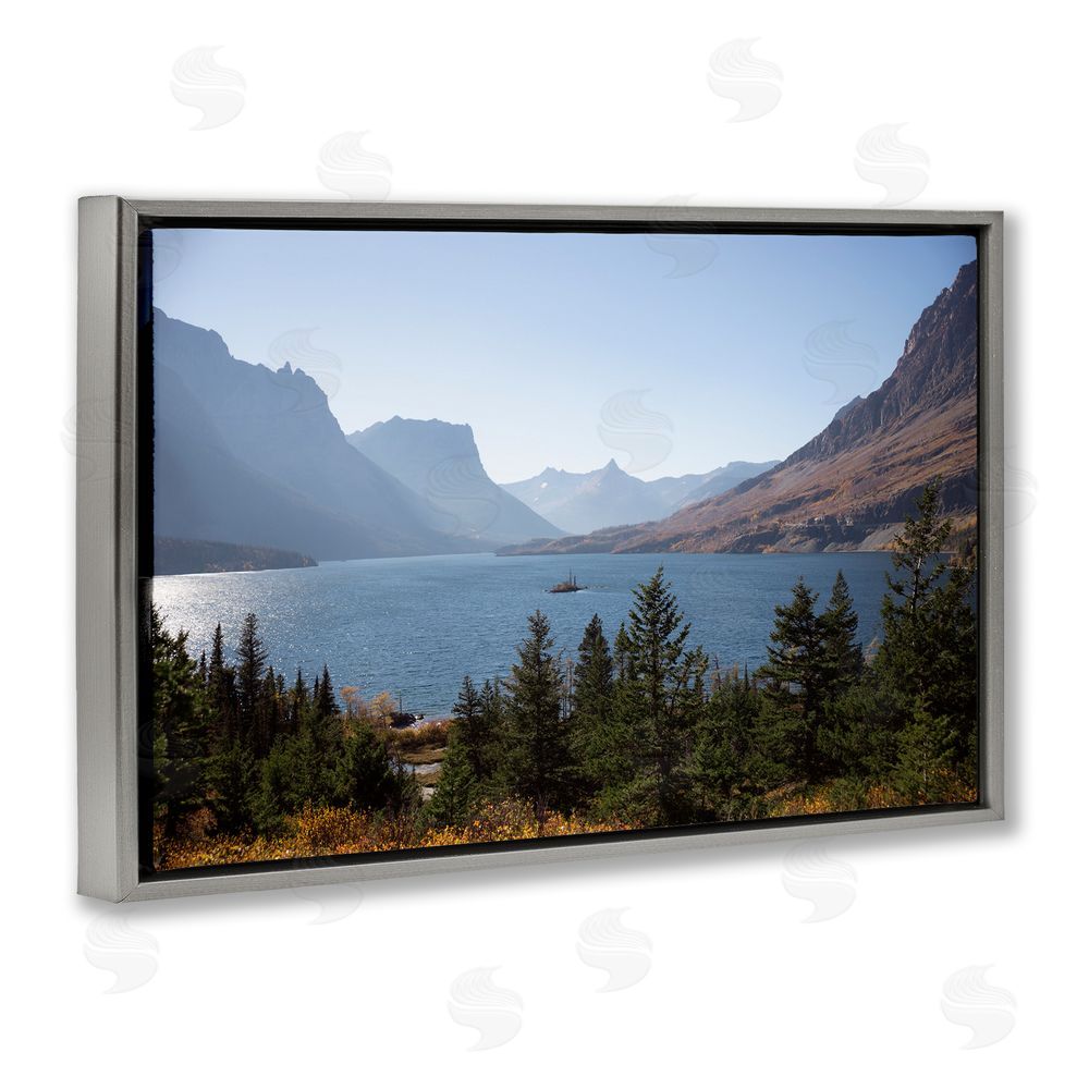 Carol Robinson Cliffs Overlooking Lake Gray Floating Frame Canvas Wall Art Print