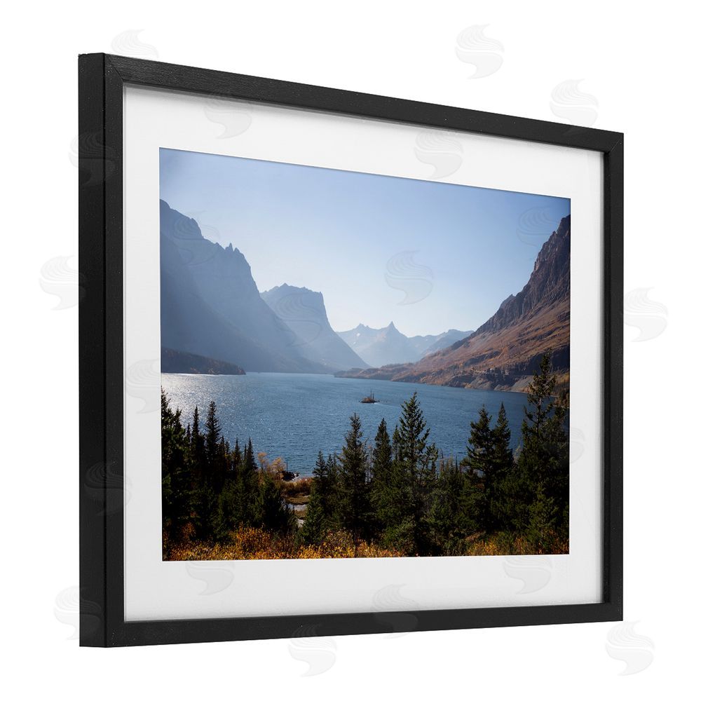 Carol Robinson Cliffs Overlooking Lake Black Framed Print Under Glass Wall Art