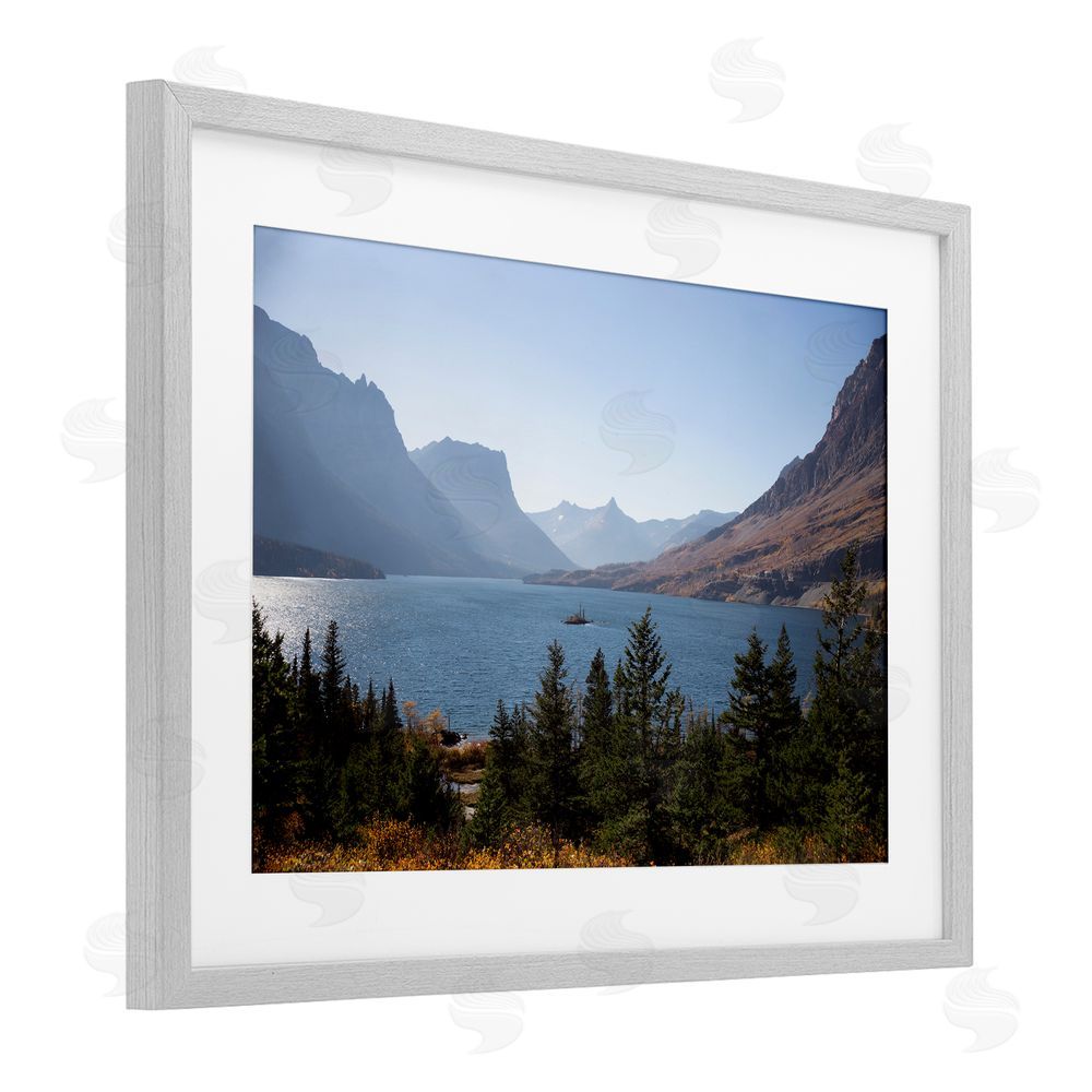 Carol Robinson Cliffs Overlooking Lake Gray Framed Print Under Glass Wall Art
