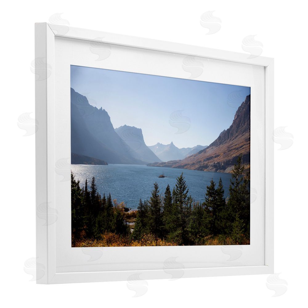 Carol Robinson Cliffs Overlooking Lake White Framed Print Under Glass Wall Art