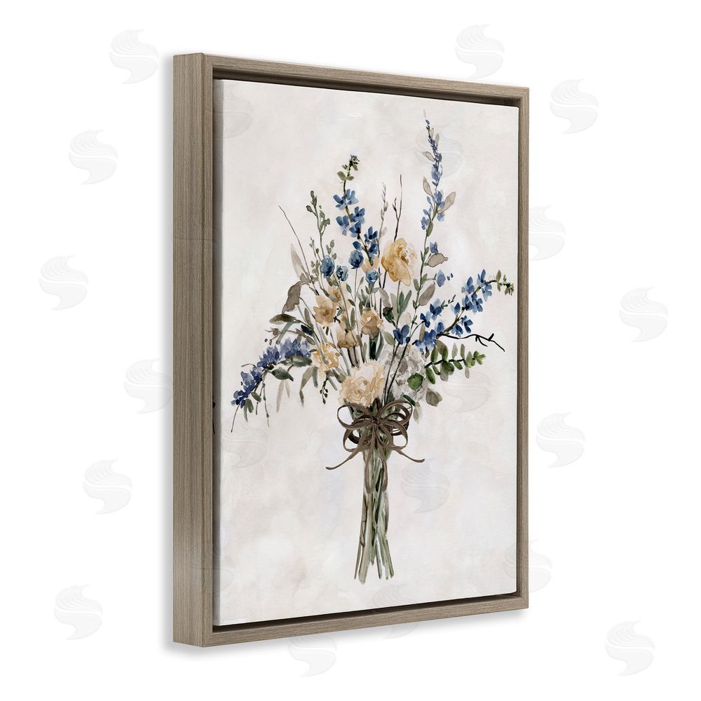 Carol Robinson Subdued Flower Bushel Brown Floating Frame Canvas Wall Art Print