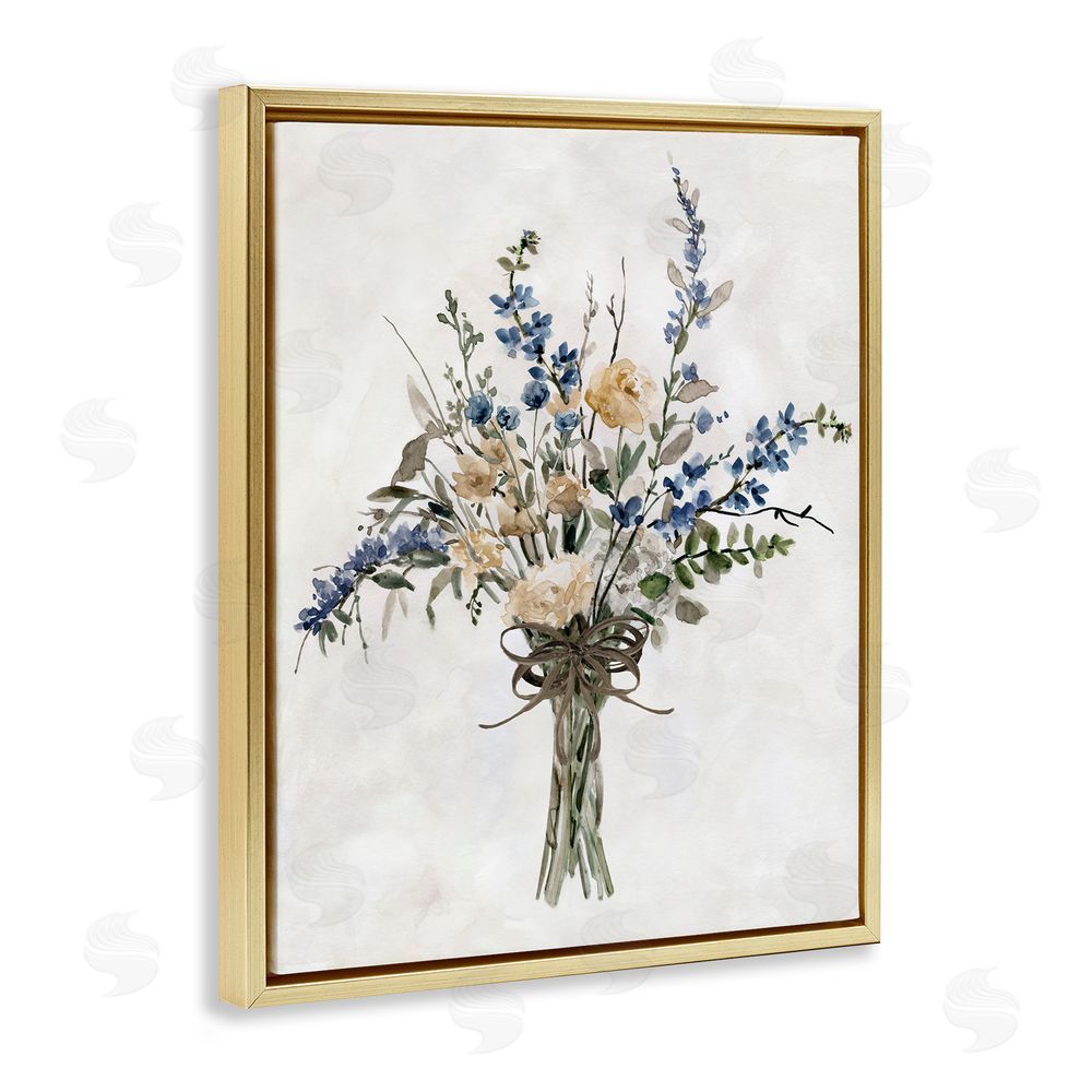 Carol Robinson Subdued Flower Bushel Gold Floating Frame Canvas Wall Art Print