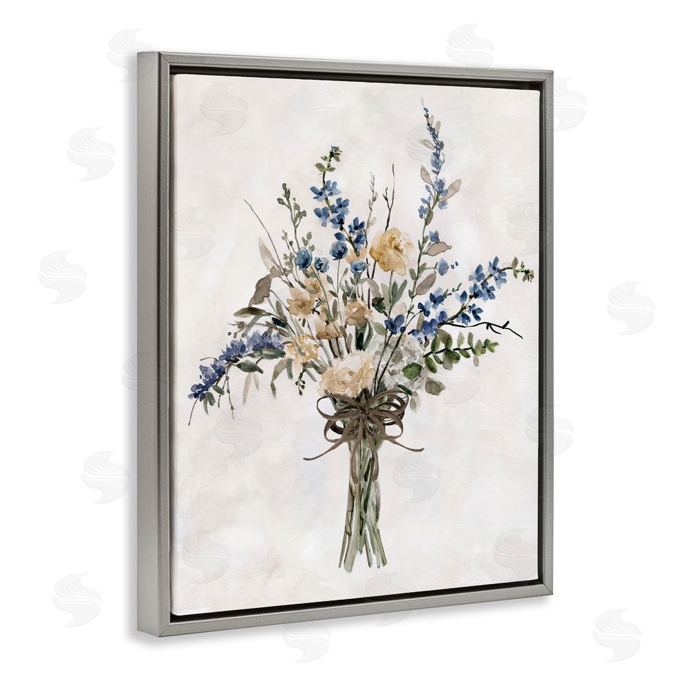 Carol Robinson Subdued Flower Bushel Gray Floating Frame Canvas Wall Art Print