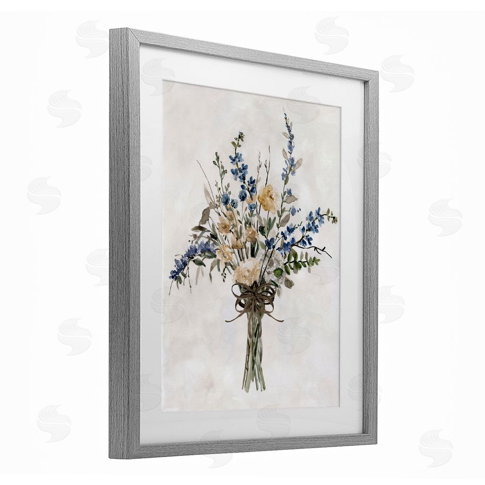 Carol Robinson Subdued Flower Bushel Gray Framed Print Under Glass Wall Art