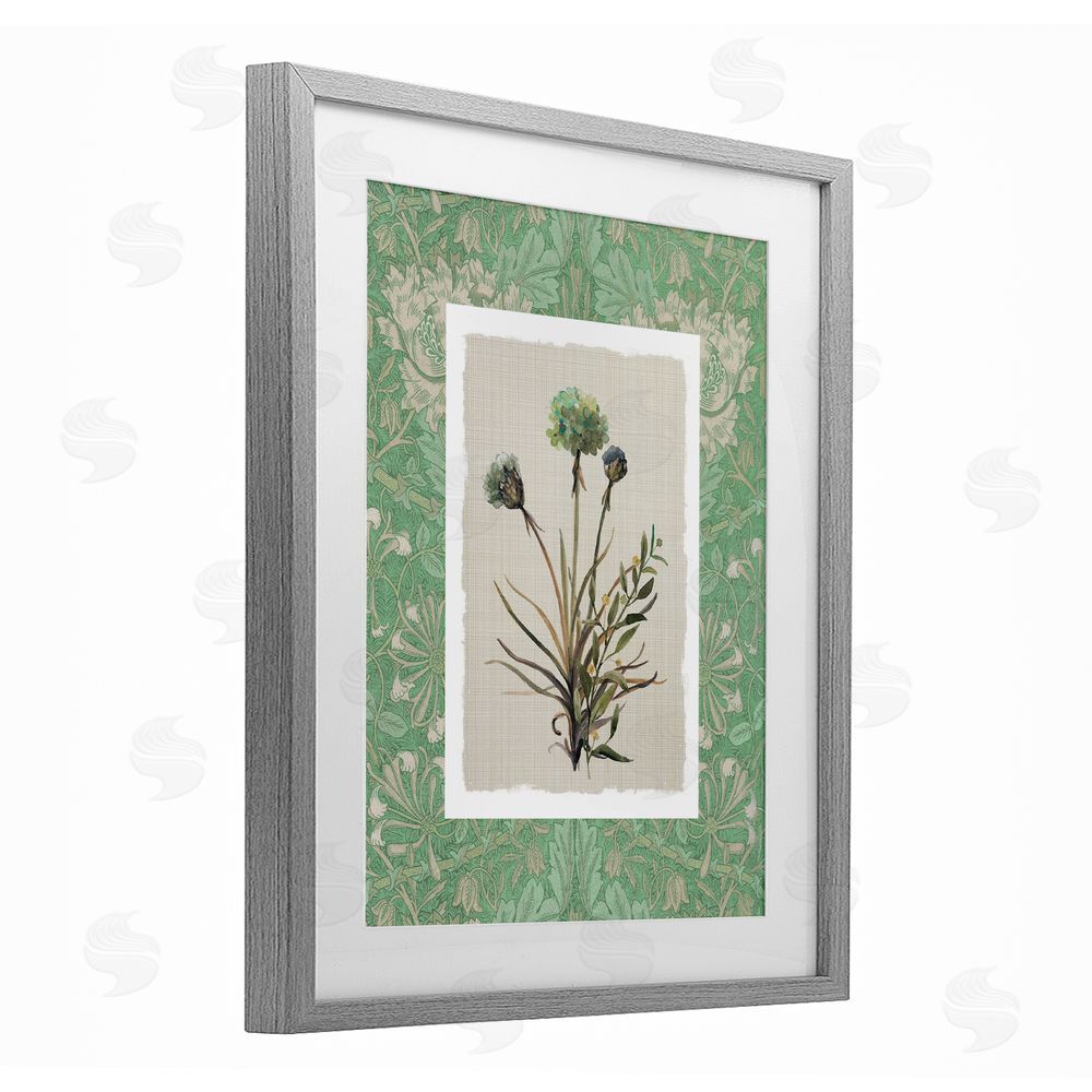 Carol Robinson Vintage Foliage in Green Gray Framed Print Under Glass Wall Art