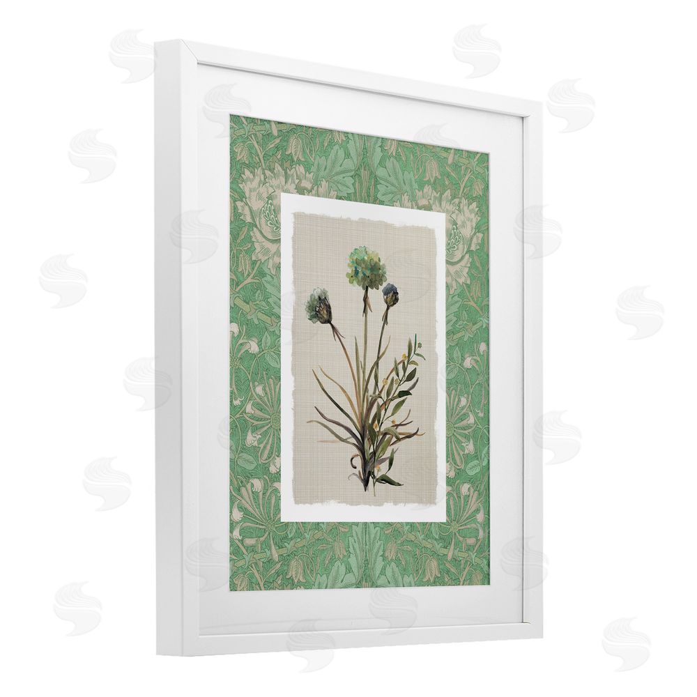 Carol Robinson Vintage Foliage in Green White Framed Print Under Glass Wall Art