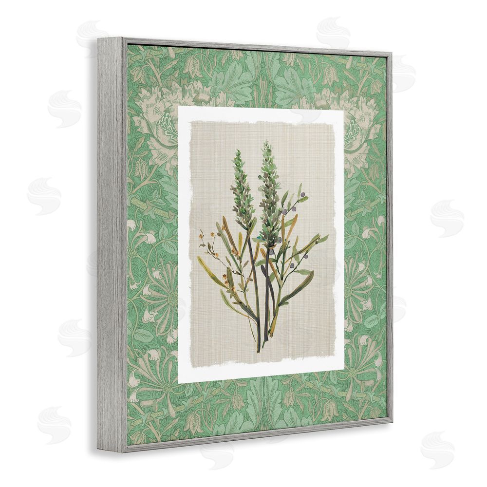 Carol Robinson Antique Foliage in Green Gray Framed Giclee Wall Art Print