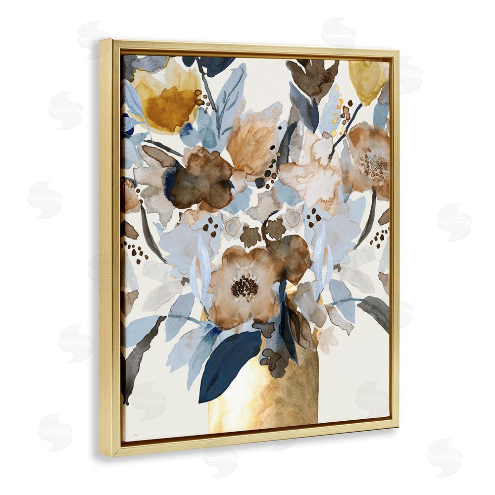 Val Rhodes Expressive Earthy Blossoms Gold Floating Frame Canvas Wall Art Print