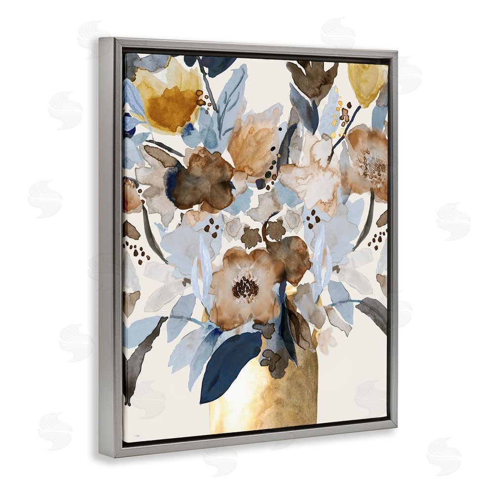 Val Rhodes Expressive Earthy Blossoms Gray Floating Frame Canvas Wall Art Print