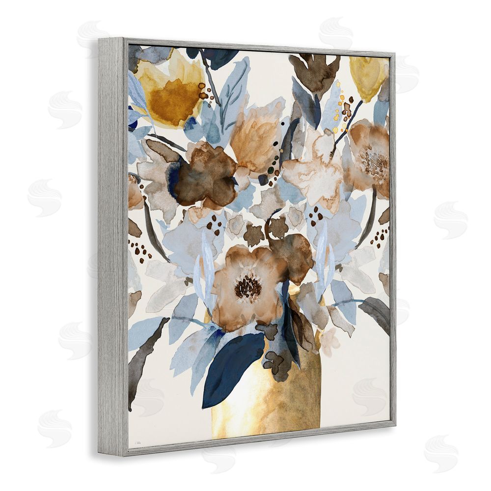 Val Rhodes Expressive Earthy Blossoms Gray Framed Giclee Wall Art Print
