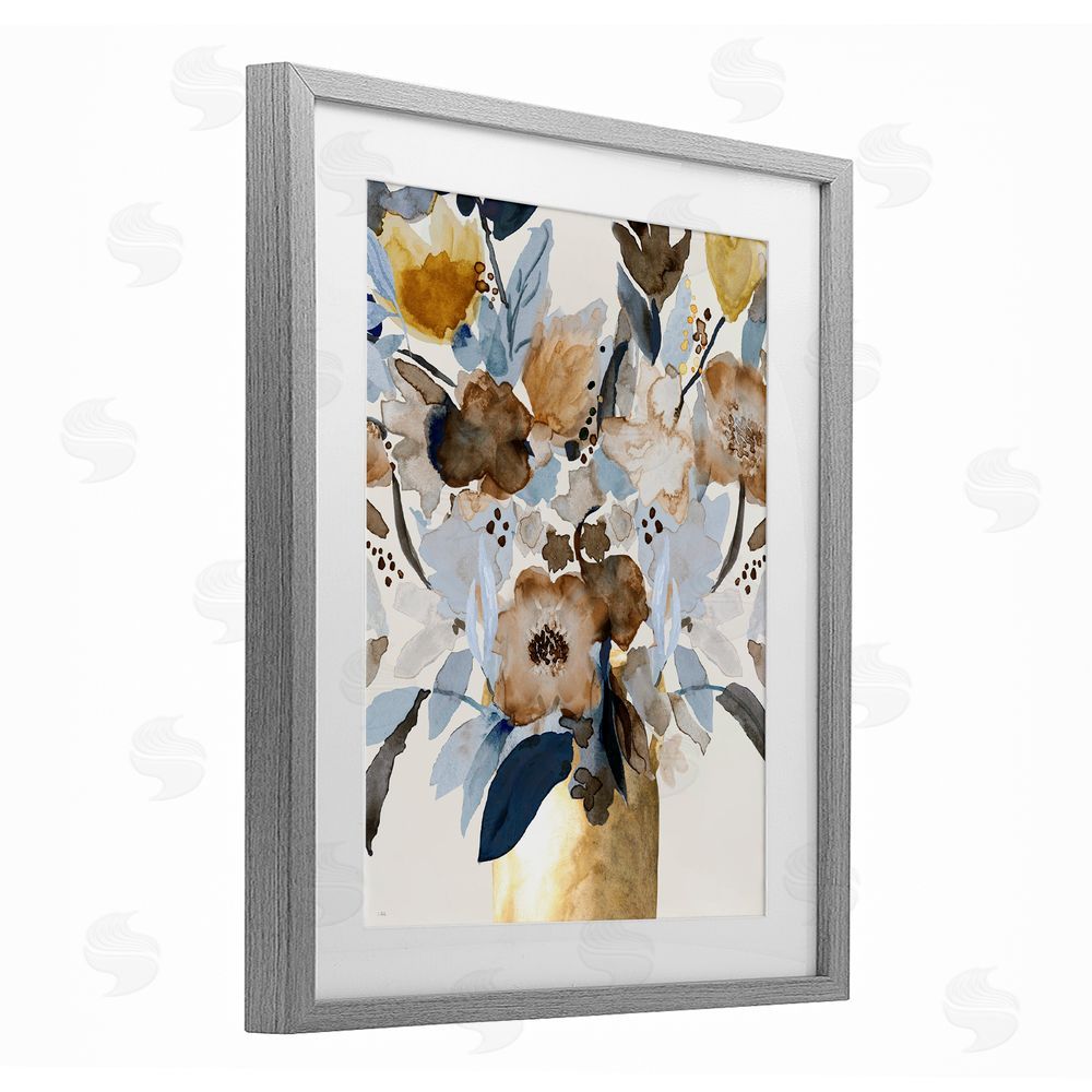 Val Rhodes Expressive Earthy Blossoms Gray Framed Print Under Glass Wall Art