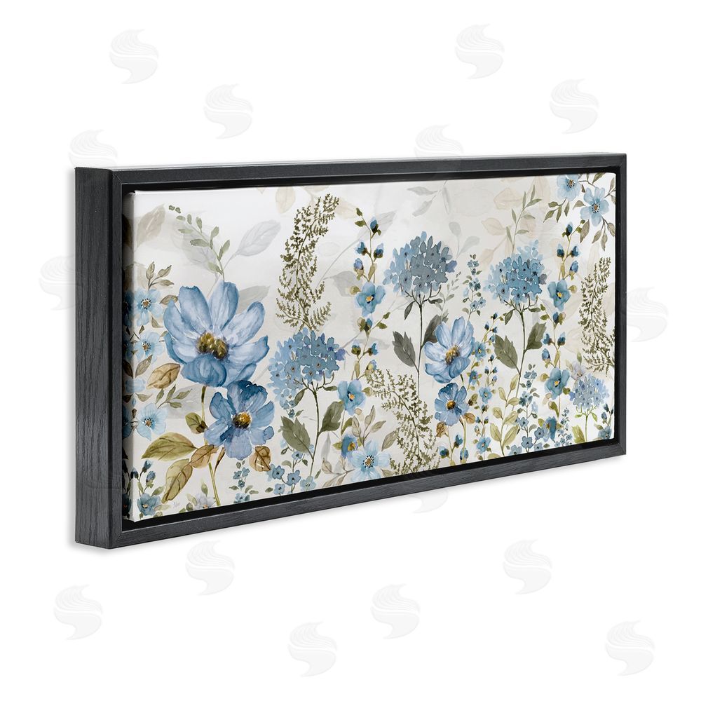 Nan Subdued Meadow Foliage Black Floating Frame Canvas Wall Art Print