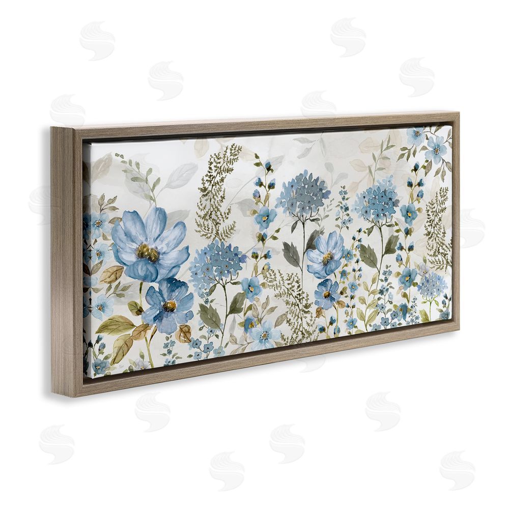 Nan Subdued Meadow Foliage Brown Floating Frame Canvas Wall Art Print