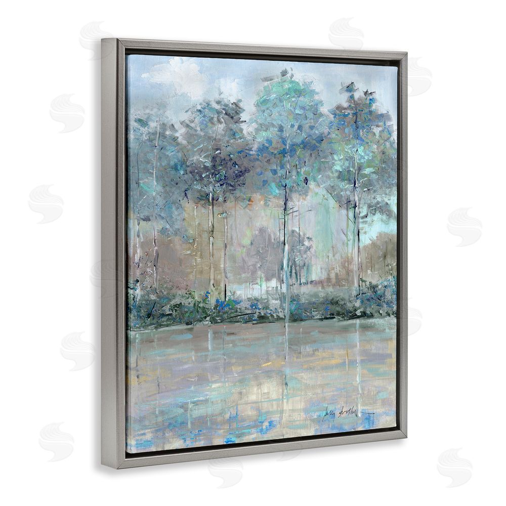 Sally Swatland Subdued Expression of Trees Gray Floating Frame Canvas Wall Art Print