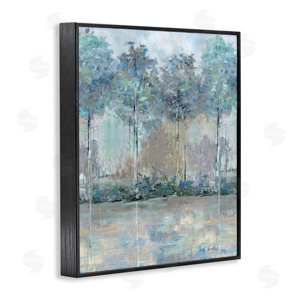 Sally Swatland Subdued Impression of Trees Black Framed Giclee Wall Art Print