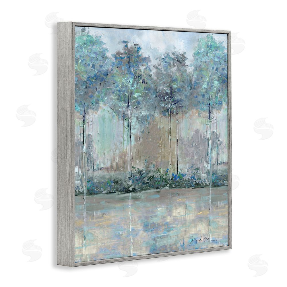 Sally Swatland Subdued Impression of Trees Gray Framed Giclee Wall Art Print