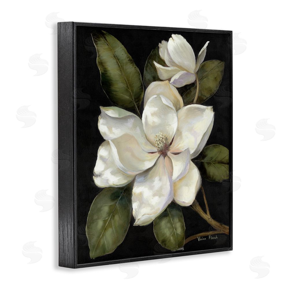 Nan Blooming Magnolia Buds Black Framed Giclee Wall Art Print