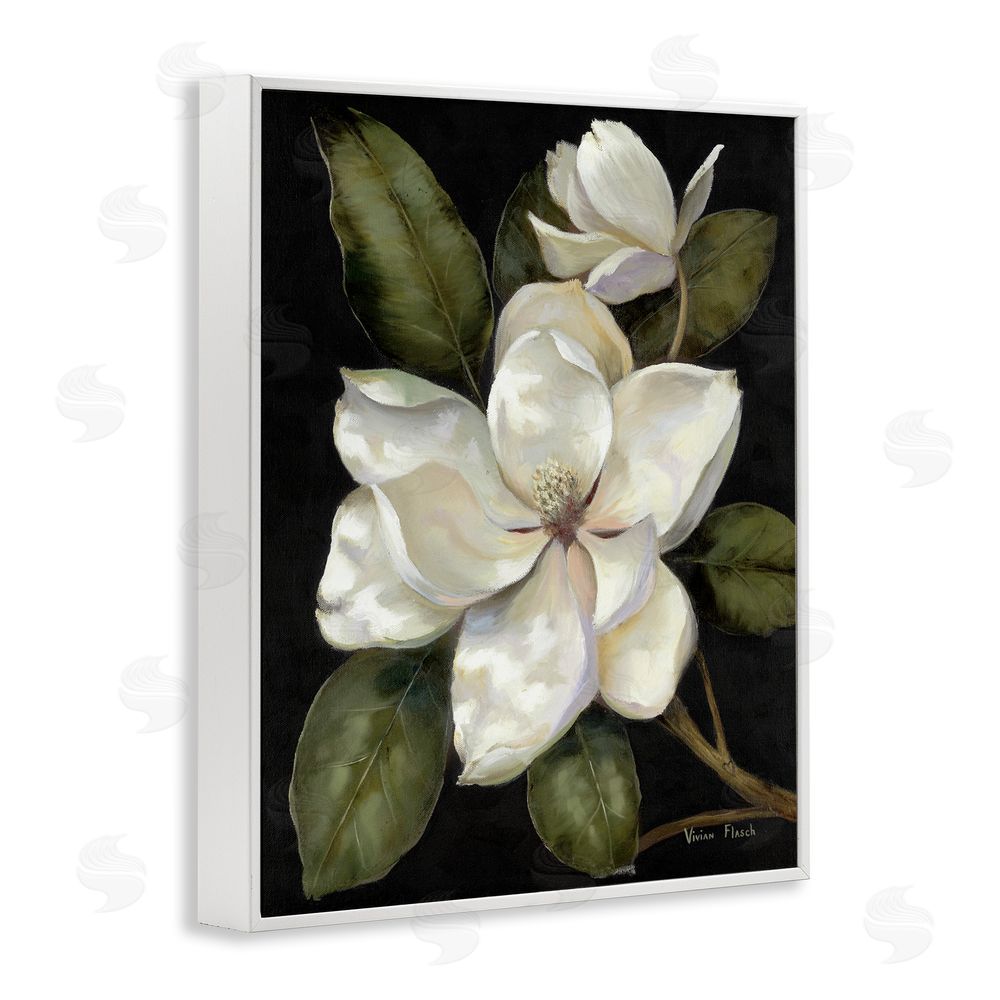 Nan Blooming Magnolia Buds White Framed Giclee Wall Art Print