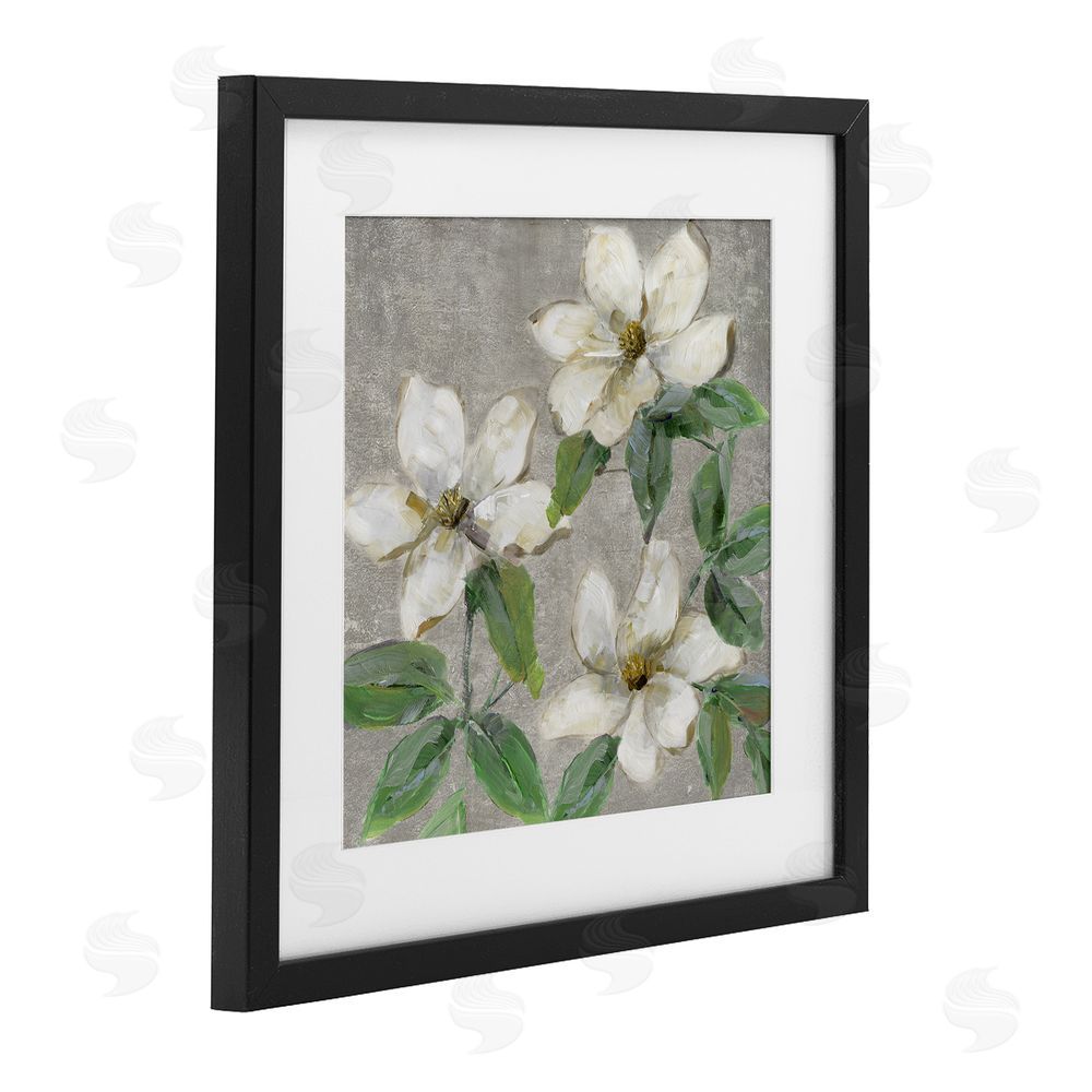 Sally Swatland Ivory Magnolia Trio Black Framed Print Under Glass Wall Art