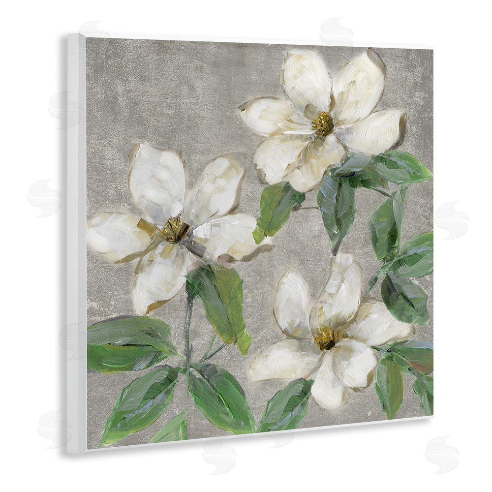 Sally Swatland Ivory Magnolia Trio Wooden Wall Plaque Art Print