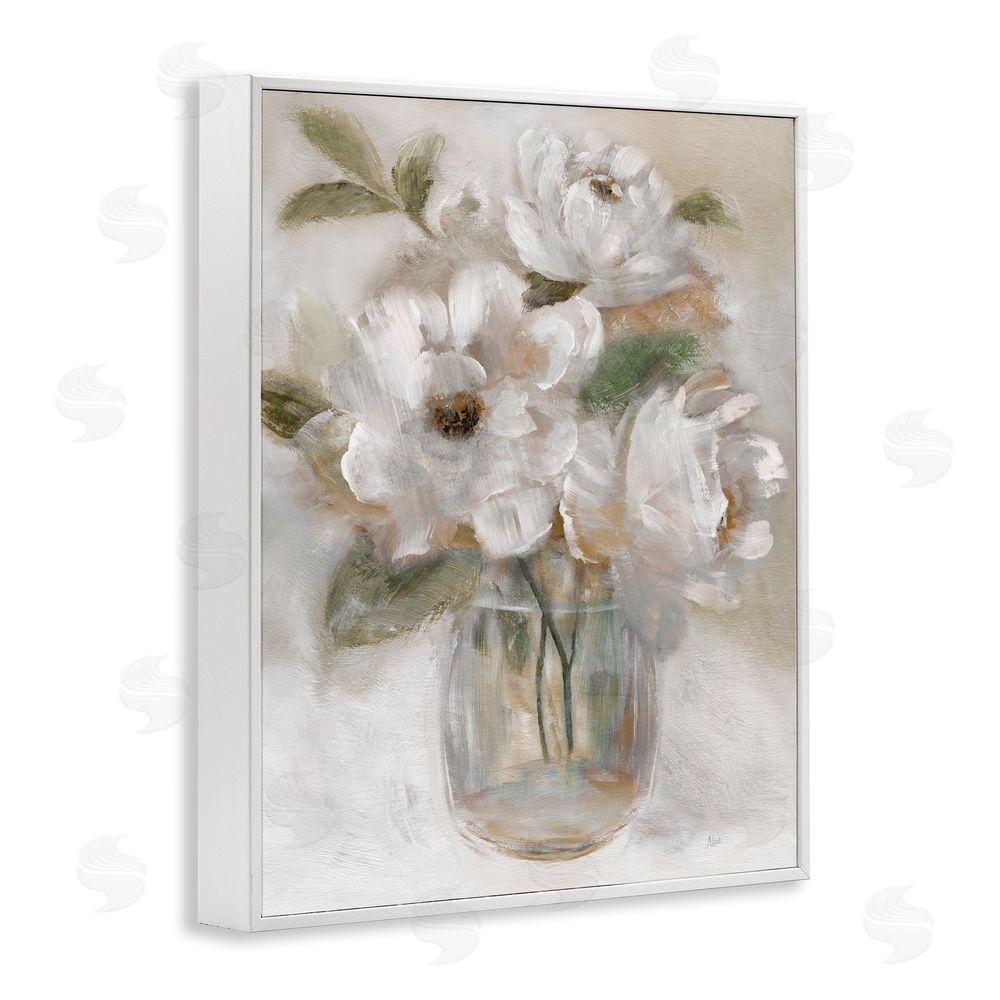 Nan Brushed Neutrals Bouquet White Framed Giclee Wall Art Print