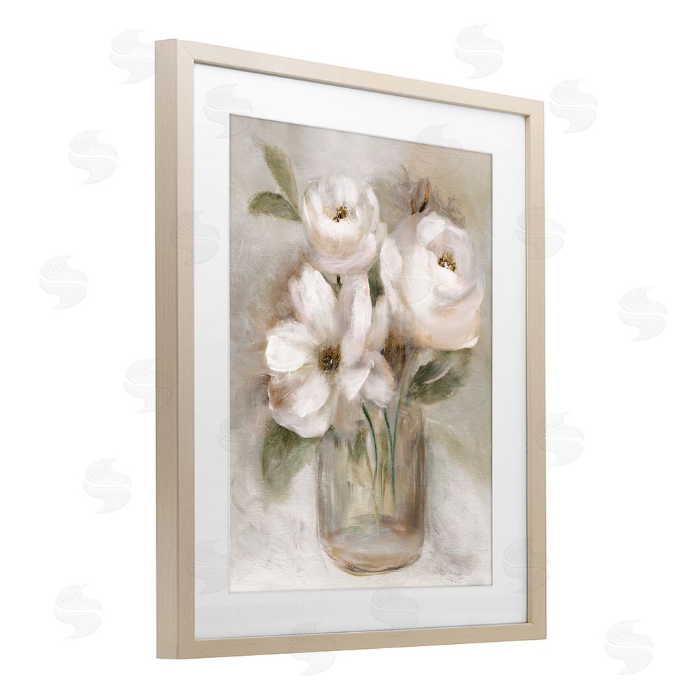 Nan Soft Brushstroke Roses Brown Framed Print Under Glass Wall Art