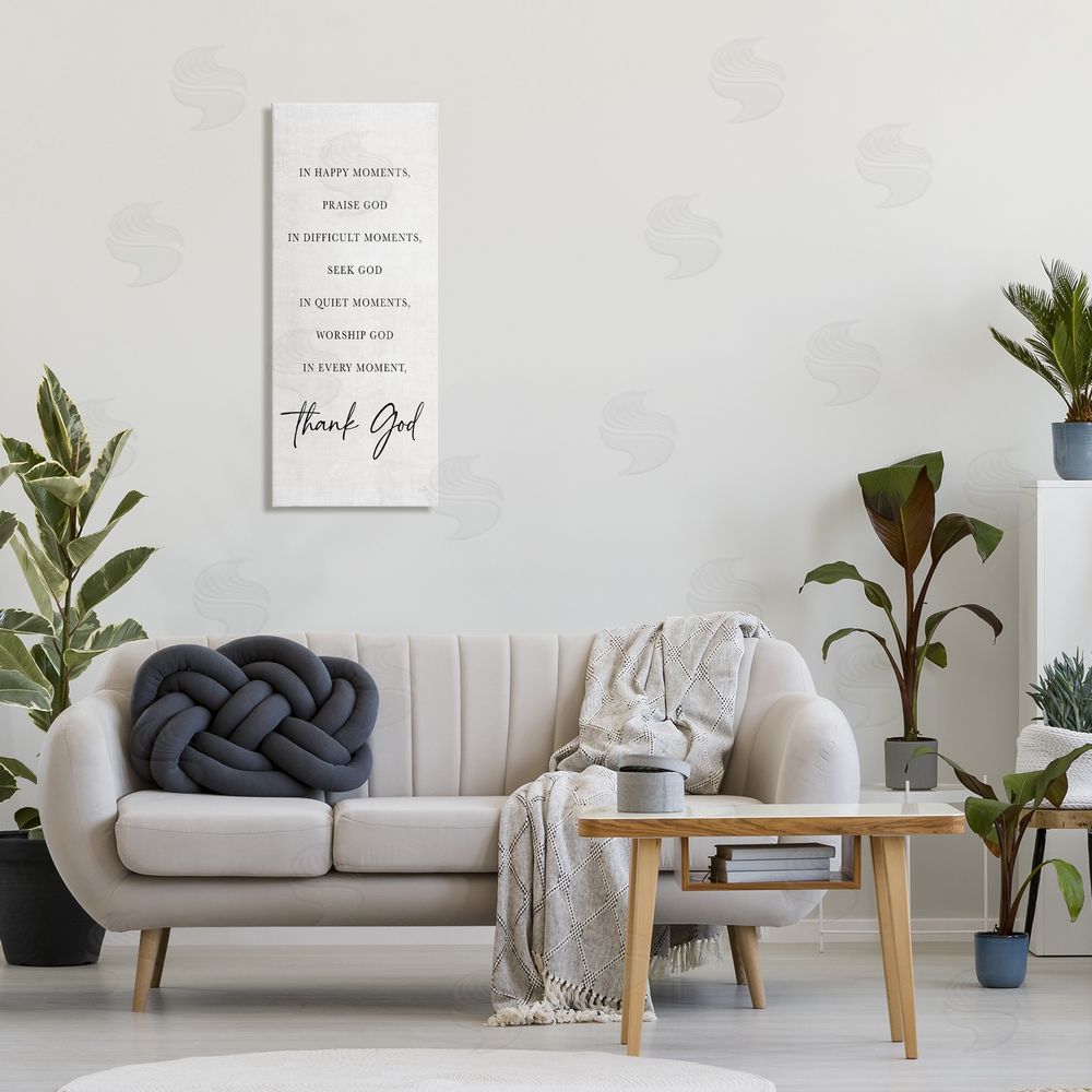 Natalie Carpentieri Every Moment Thank God Stretched Canvas Wall Art in Room