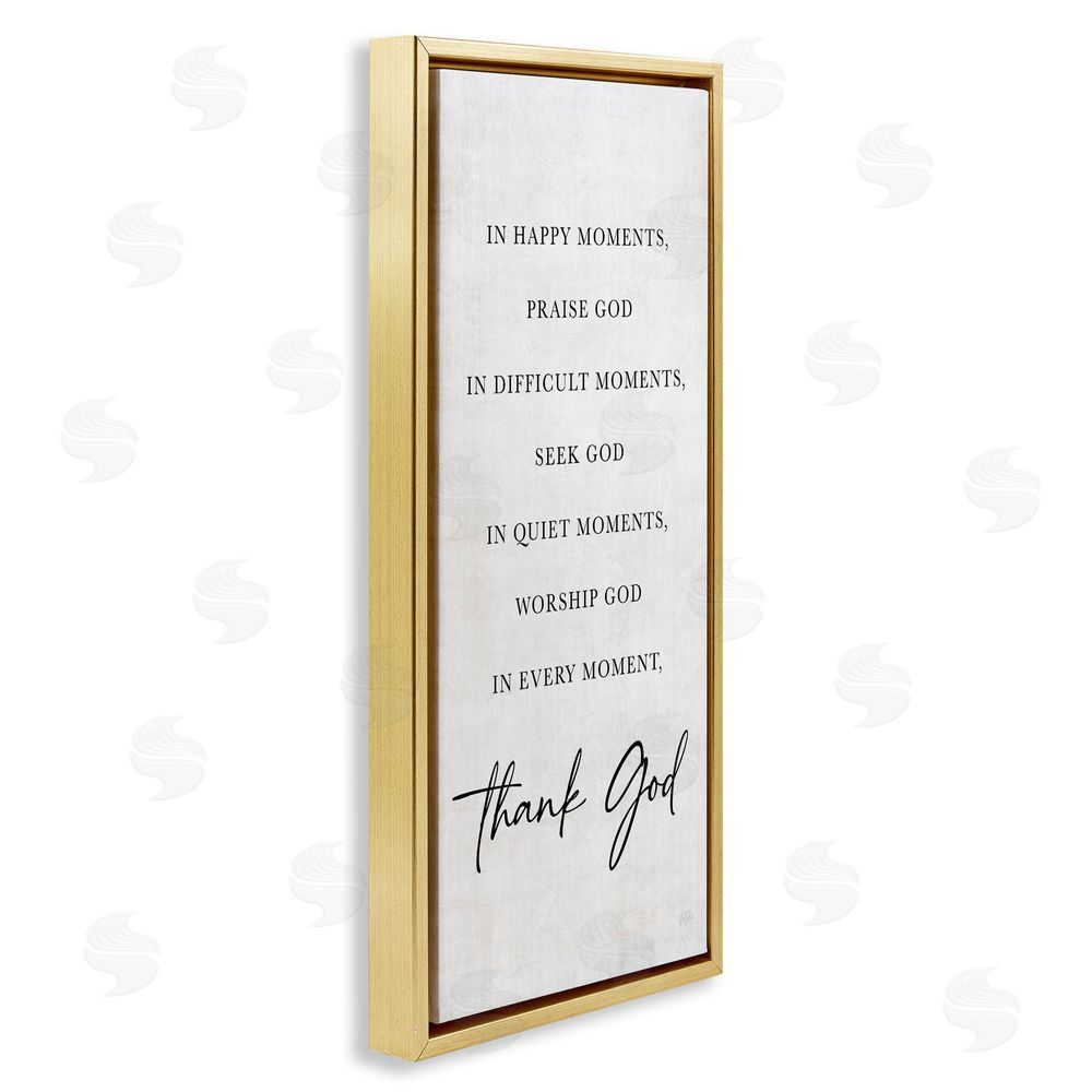 Natalie Carpentieri Every Moment Thank God Gold Floating Frame Canvas Wall Art Print