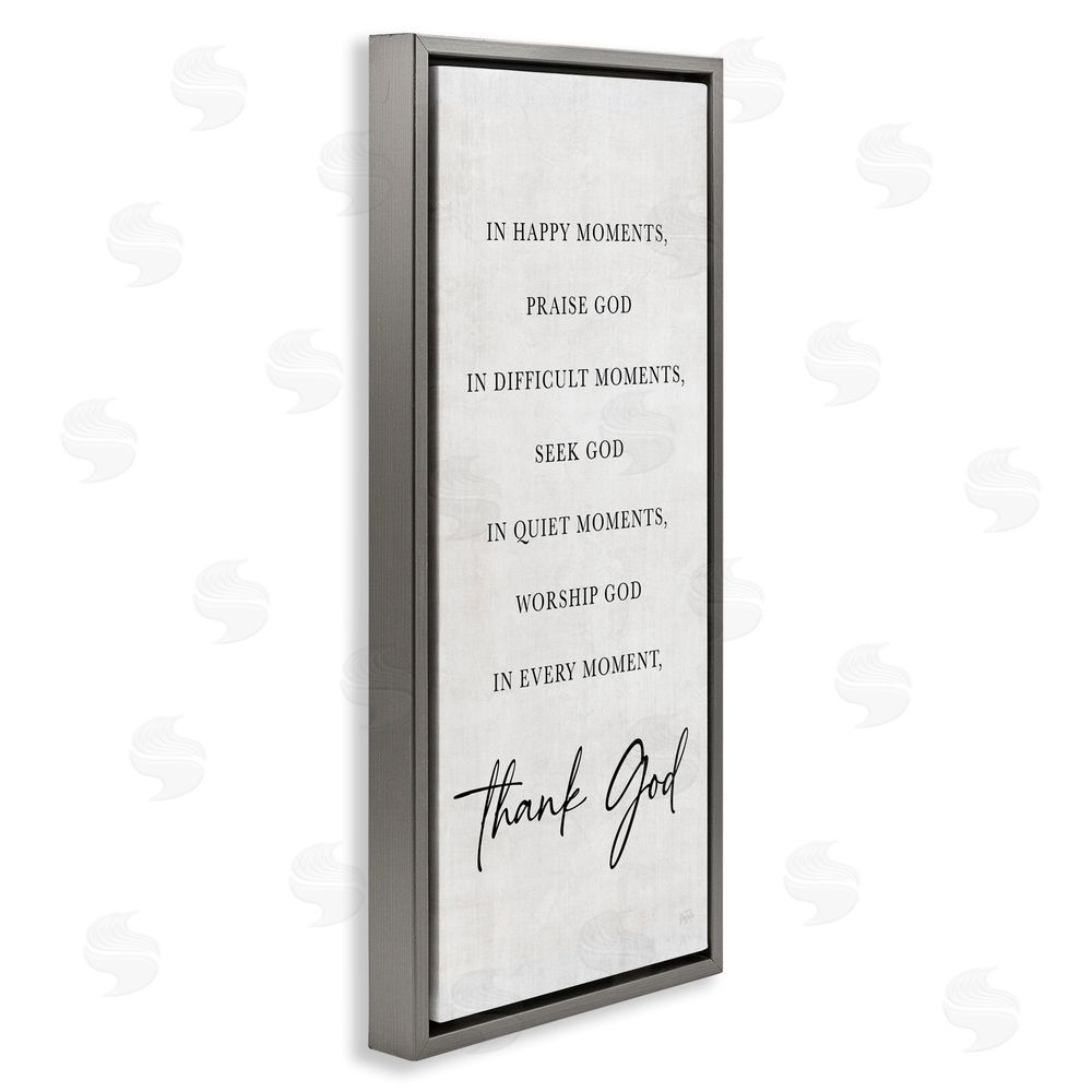 Natalie Carpentieri Every Moment Thank God Gray Floating Frame Canvas Wall Art Print