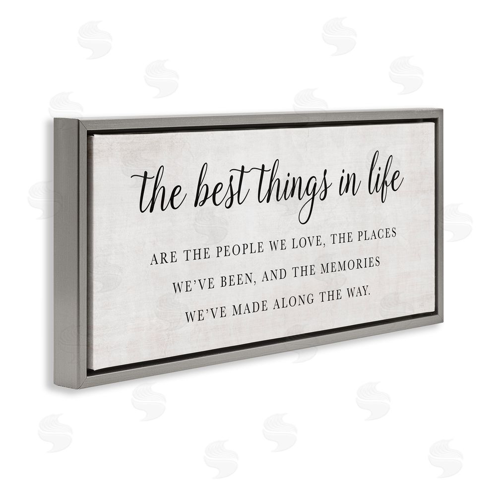 Natalie Carpentieri Best Things In Life Uplifting Gray Floating Frame Canvas Wall Art Print