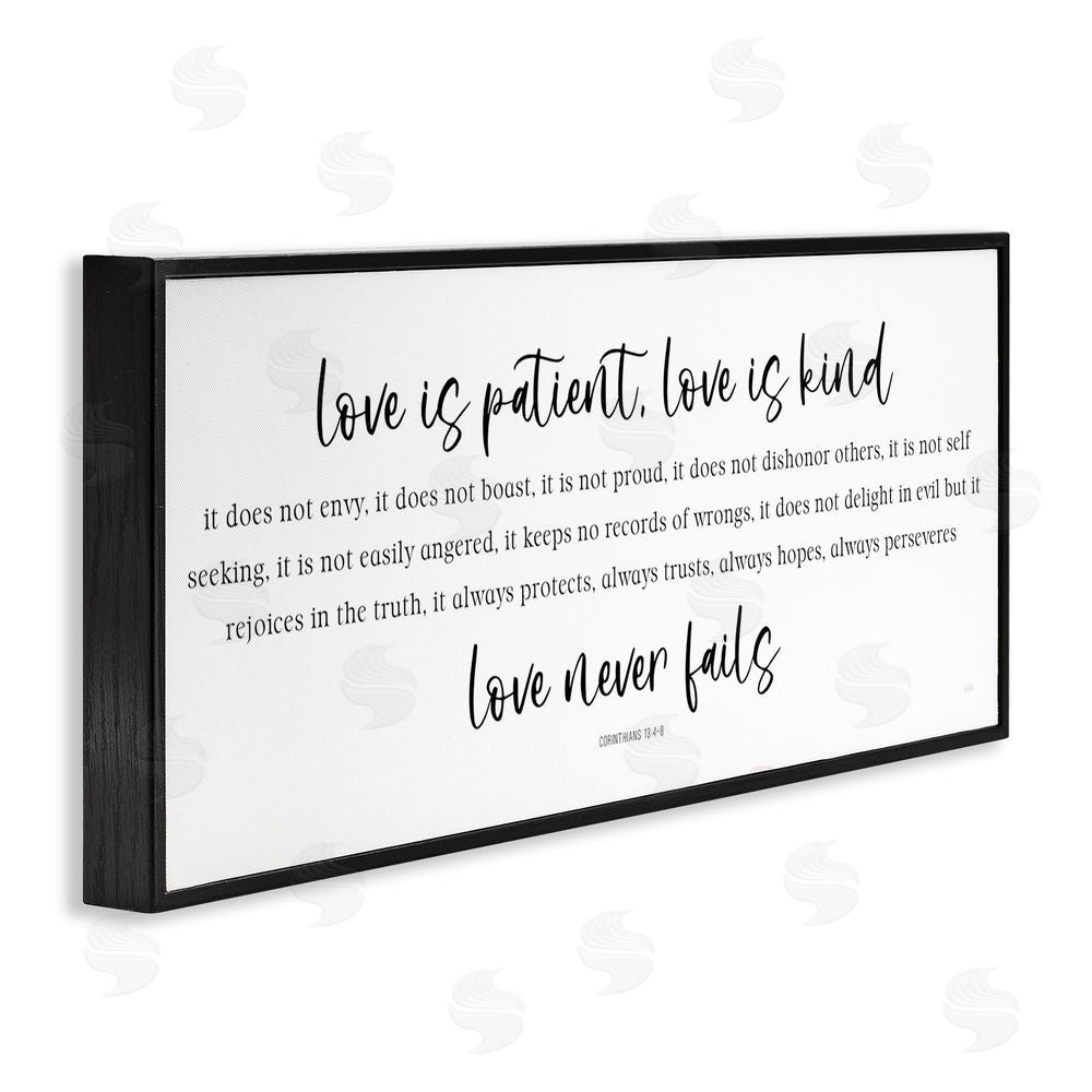 Natalie Carpentieri Love Never Fails Proverb Black Framed Giclee Wall Art Print