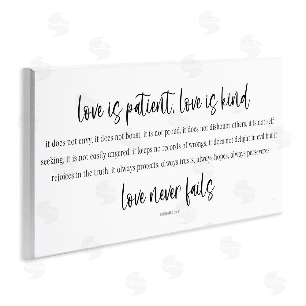 Natalie Carpentieri Love Never Fails Proverb Wooden Wall Plaque Art Print