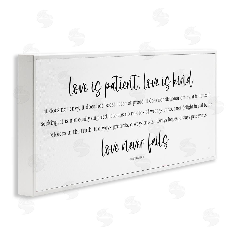 Natalie Carpentieri Love Never Fails Proverb White Framed Giclee Wall Art Print