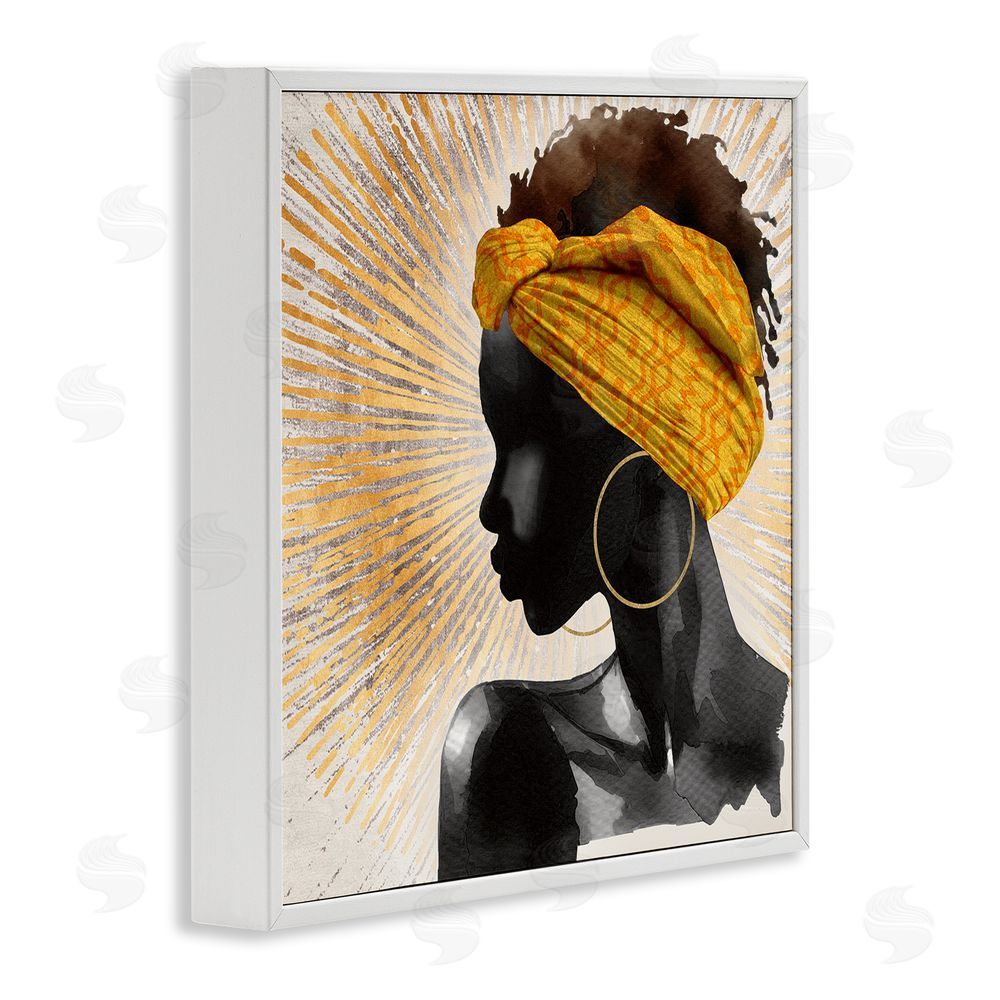 CAD Designs Golden Sunburst Profile with Headwrap White Framed Giclee Wall Art Print