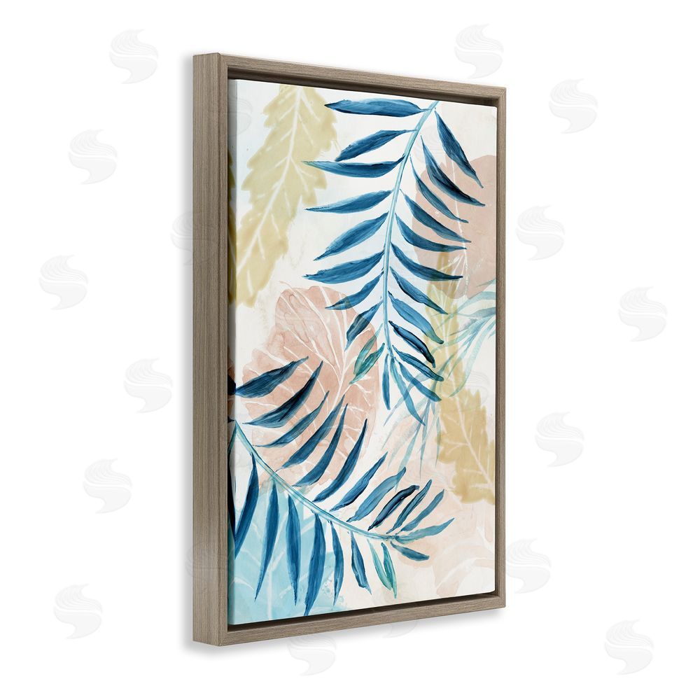 Nan Palm Fronds in Pastel Haze Brown Floating Frame Canvas Wall Art Print