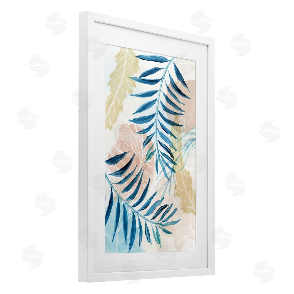 Nan Palm Fronds in Pastel Haze White Framed Print Under Glass Wall Art