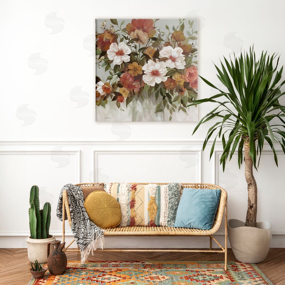 Carol Robinson Muted Vibe Bouquet Stretched Canvas Wall Art in Room