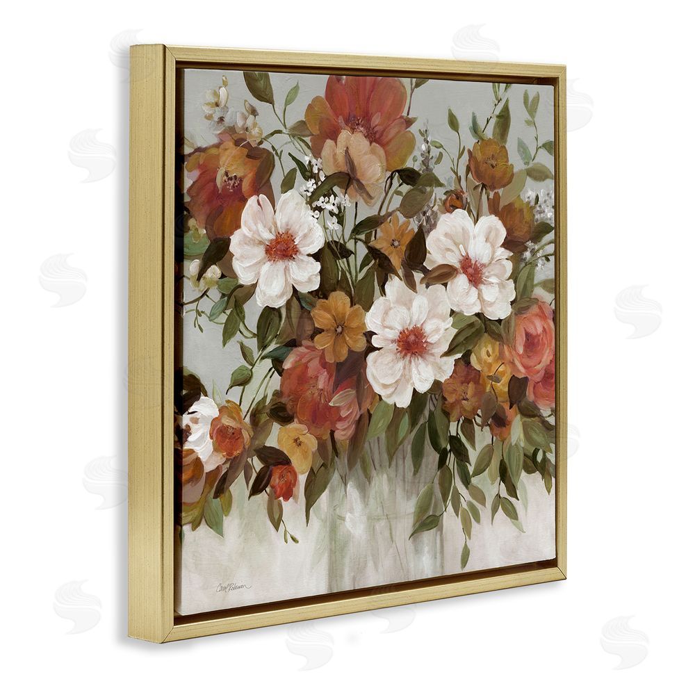 Carol Robinson Muted Vibe Bouquet Gold Floating Frame Canvas Wall Art Print
