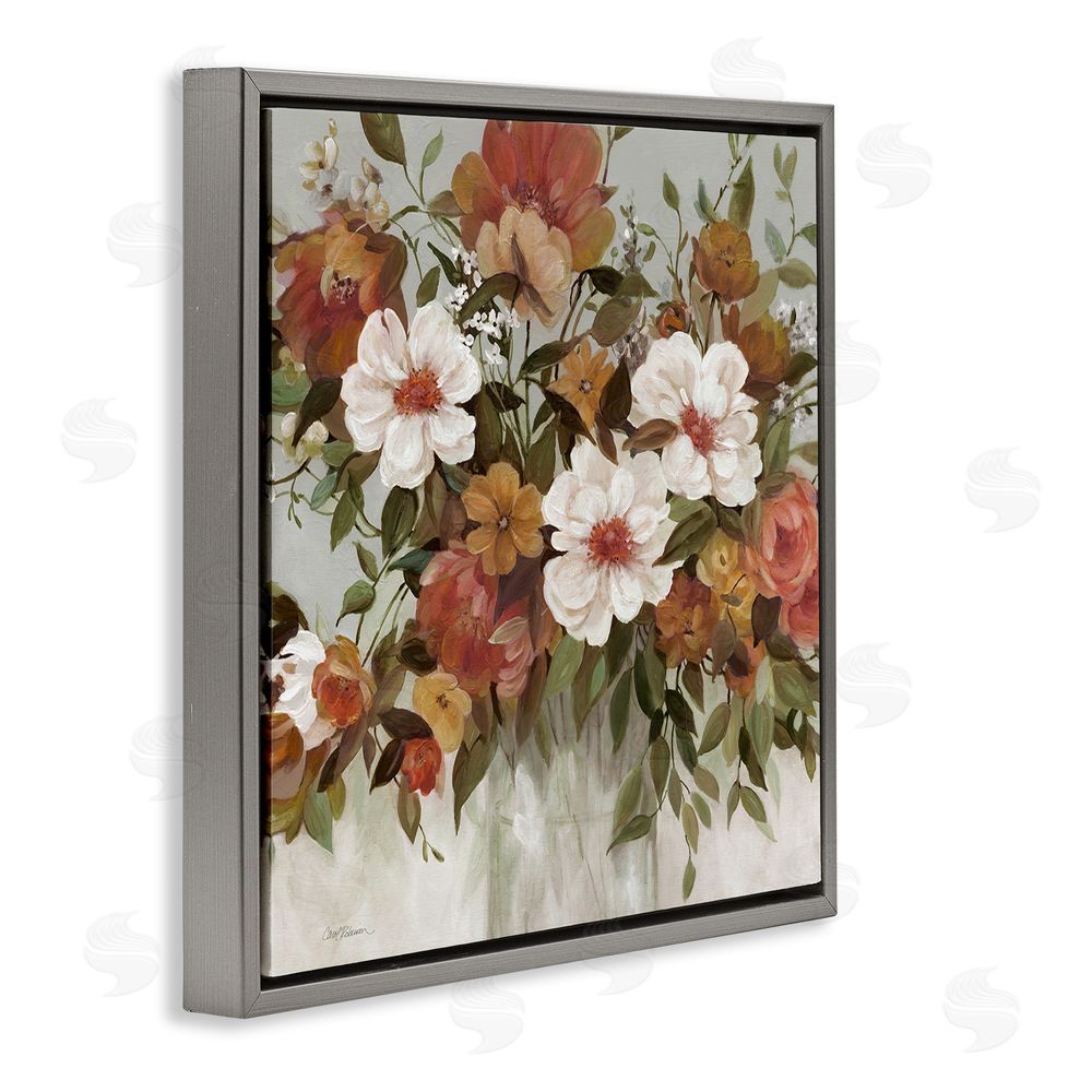 Carol Robinson Muted Vibe Bouquet Gray Floating Frame Canvas Wall Art Print