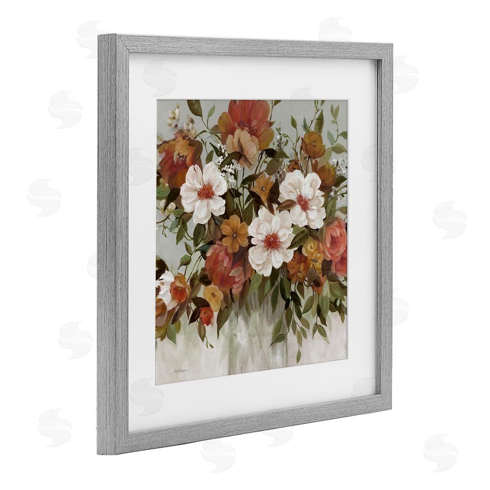 Carol Robinson Muted Vibe Bouquet Gray Framed Print Under Glass Wall Art