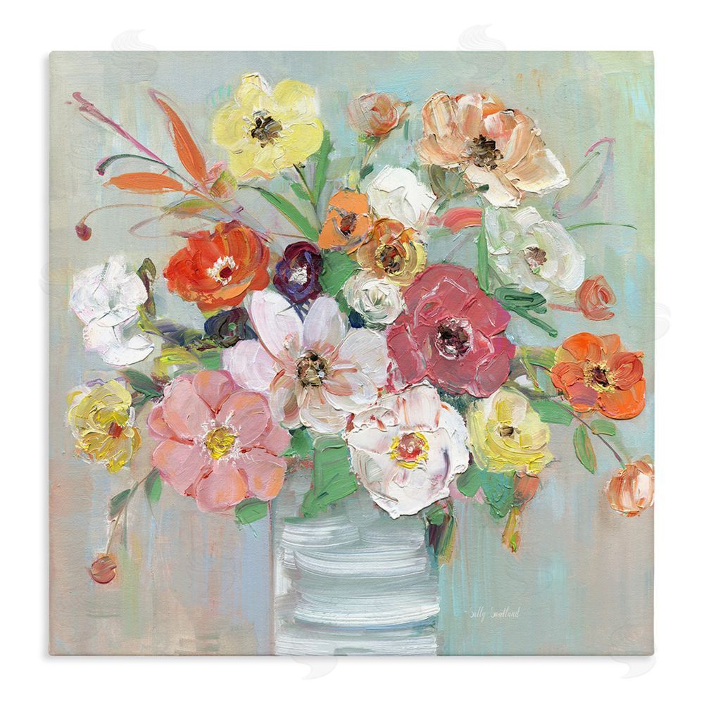 Sally Swatland Energetic Blossom Bouquet Stretched Canvas Wall Art Print