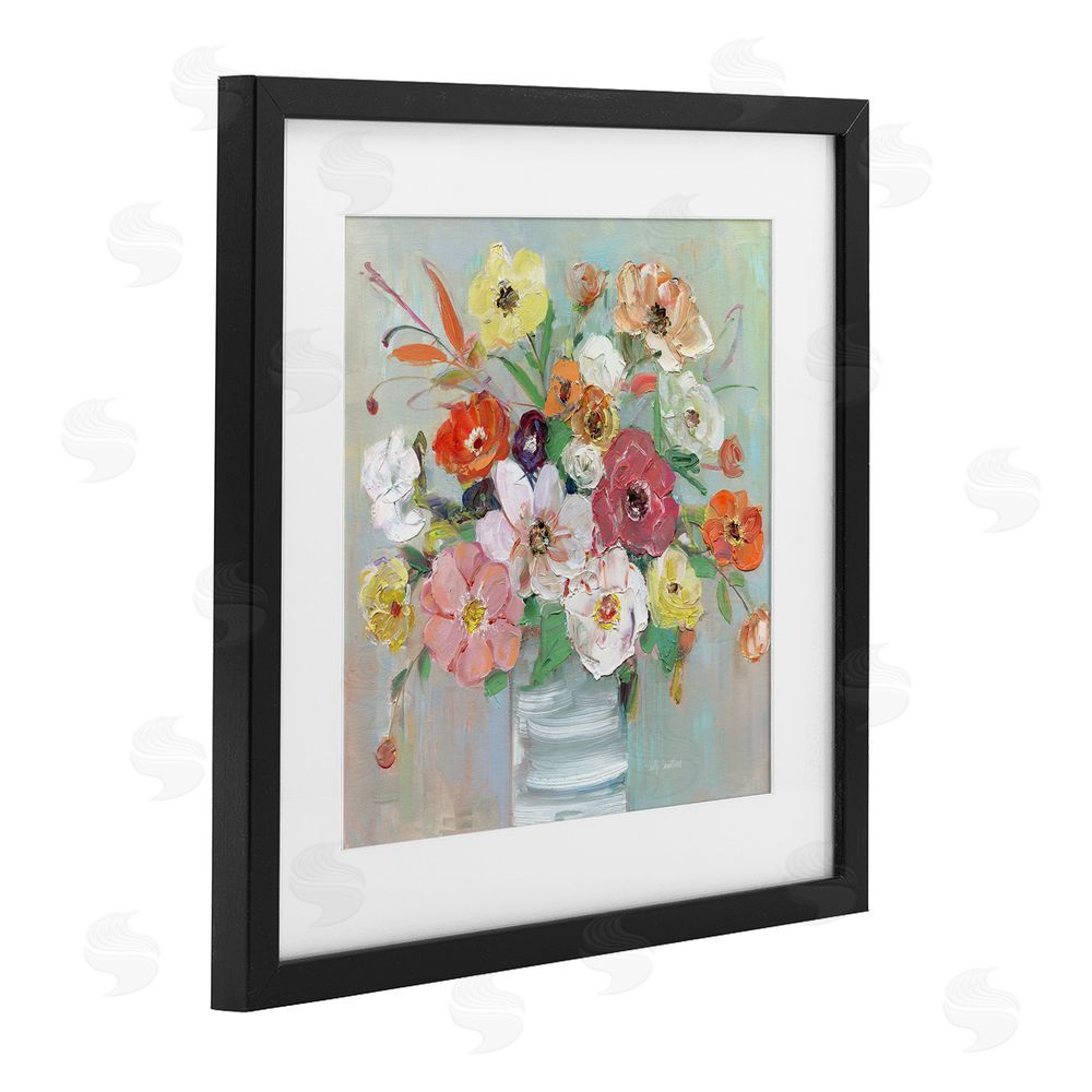 Sally Swatland Energetic Blossom Bouquet Black Framed Print Under Glass Wall Art