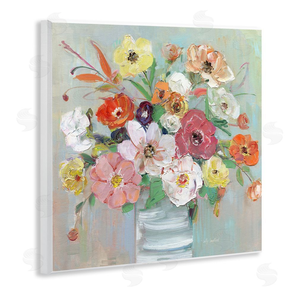 Sally Swatland Energetic Blossom Bouquet Wooden Wall Plaque Art Print