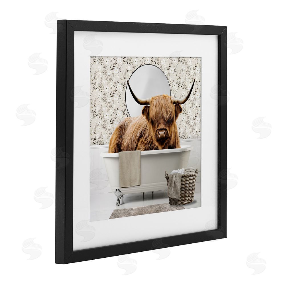 CAD Designs Cottage Cattle Bath Time Black Framed Print Under Glass Wall Art