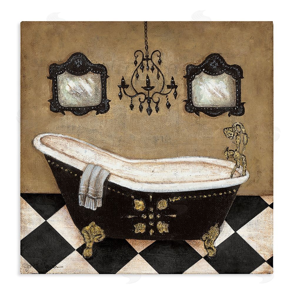 Janet Tava Elegant Vintage Bathtub Stretched Canvas Wall Art Print