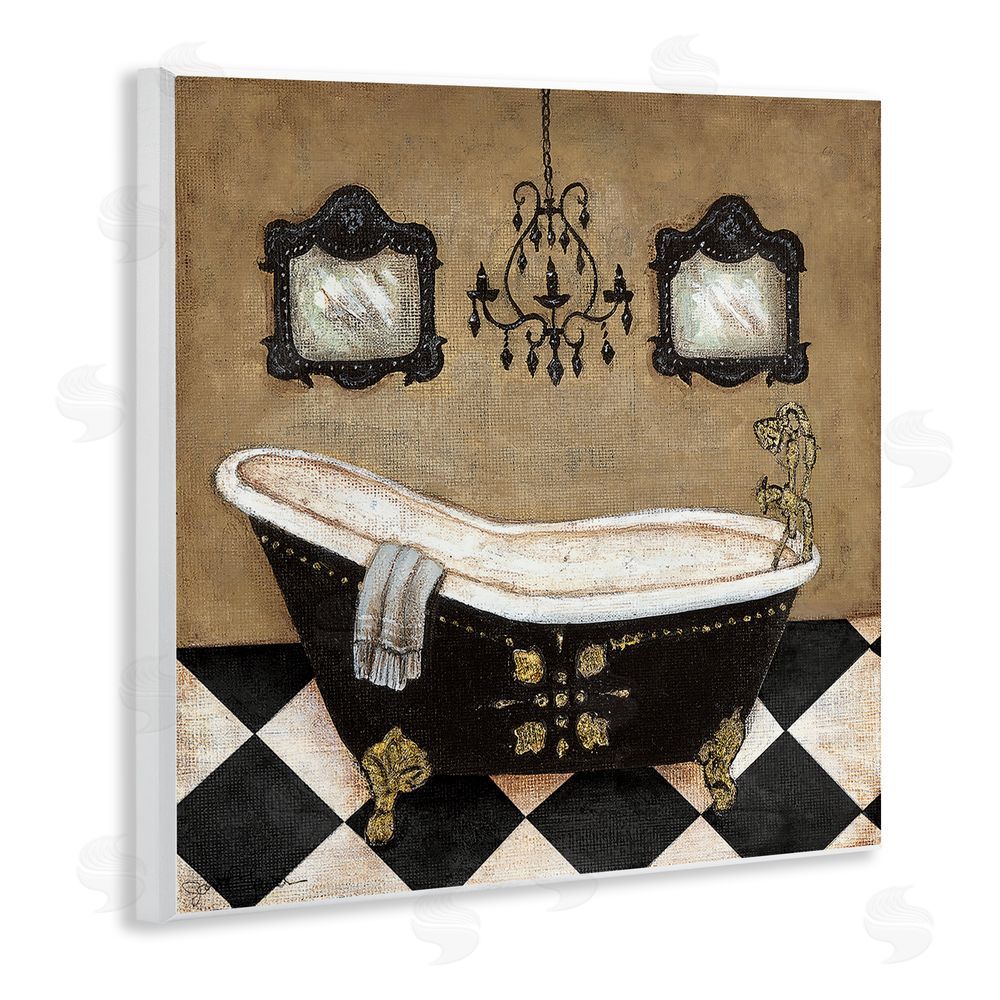 Janet Tava Elegant Vintage Bathtub Wooden Wall Plaque Art Print
