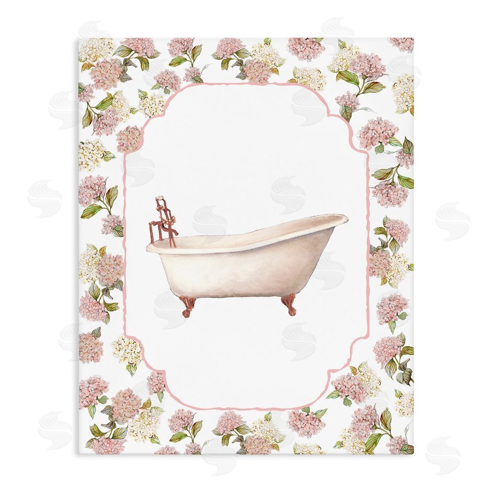 Carol Robinson Elegant Hydrangeas Bathtub Stretched Canvas Wall Art Print