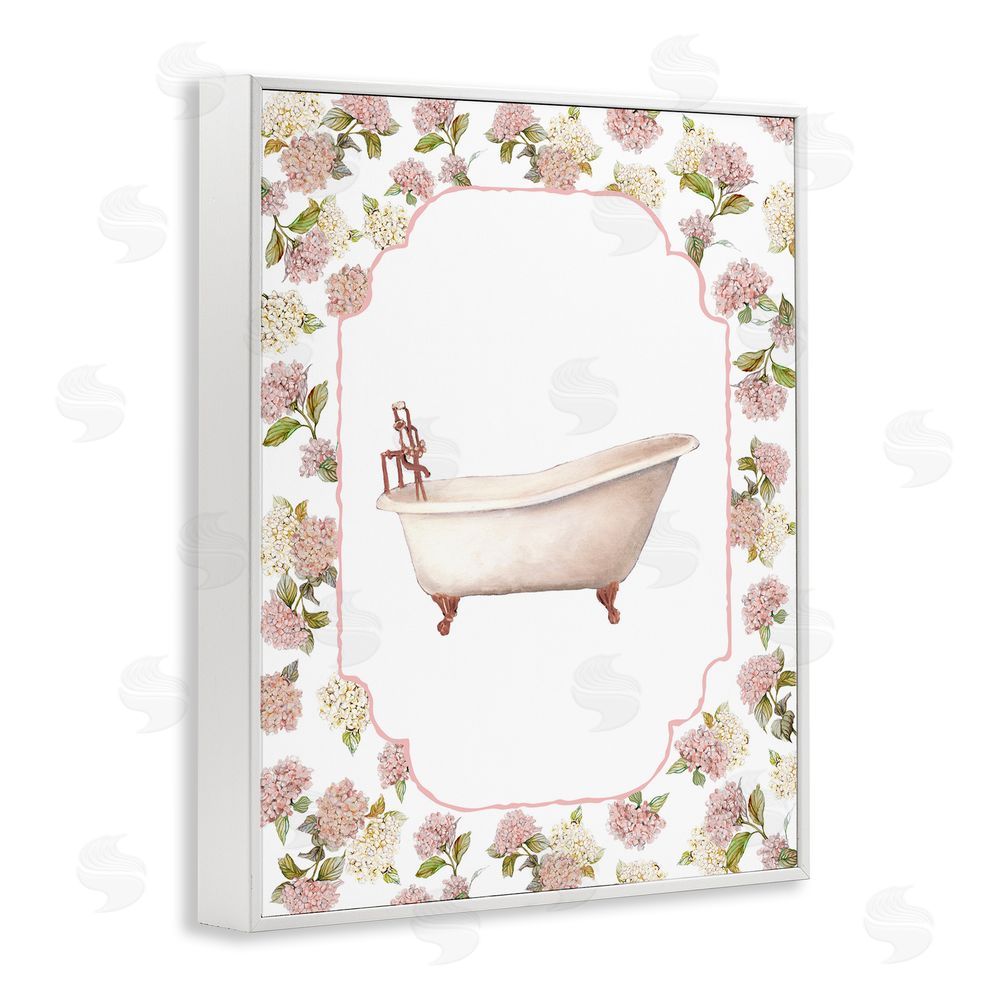 Carol Robinson Elegant Hydrangeas Bathtub White Framed Giclee Wall Art Print