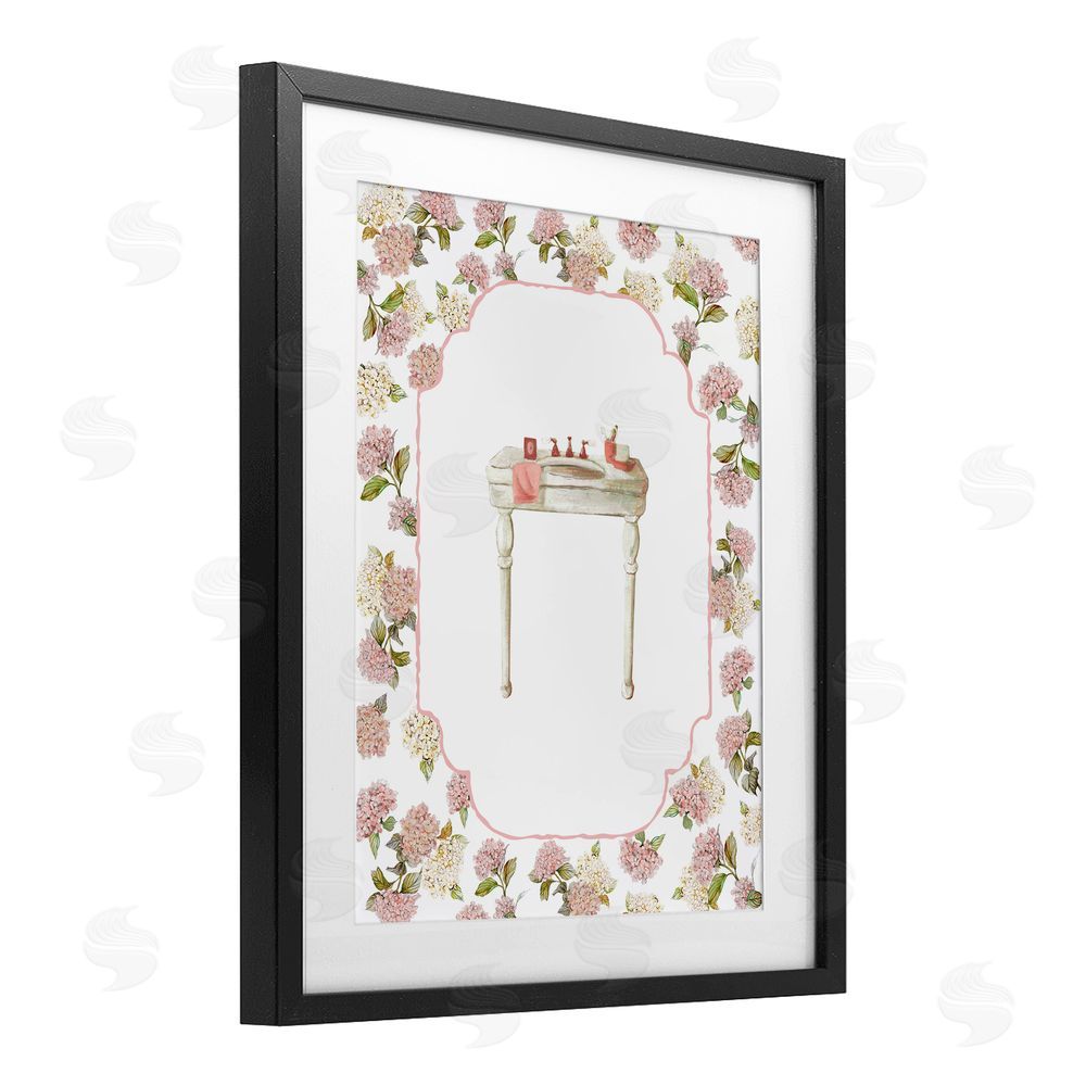 Carol Robinson Elegant Hydrangeas Vanity Black Framed Print Under Glass Wall Art
