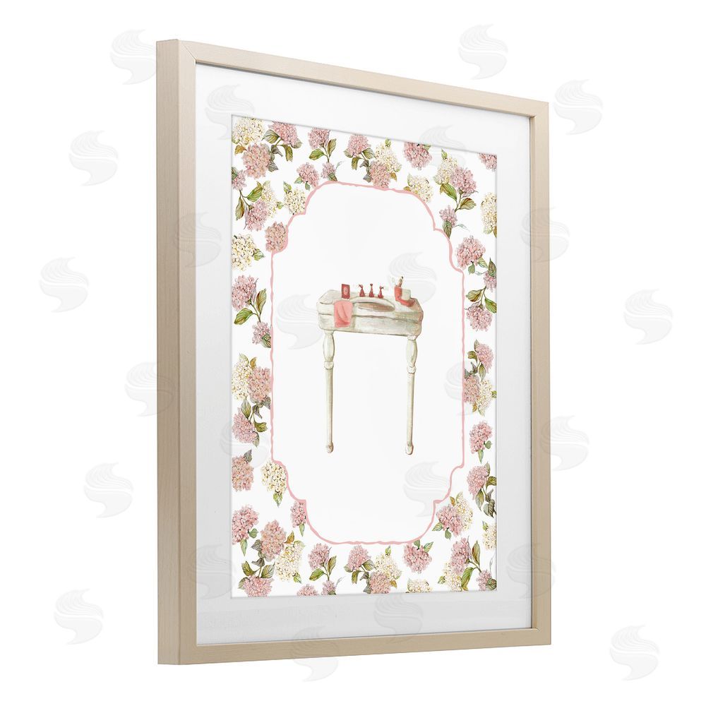 Carol Robinson Elegant Hydrangeas Vanity Brown Framed Print Under Glass Wall Art